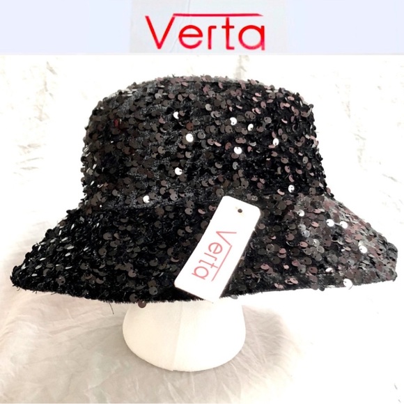 VERTA Women’s sequin black Glittery all over Bucket Hat/Cap size OS NWT - Picture 1 of 11